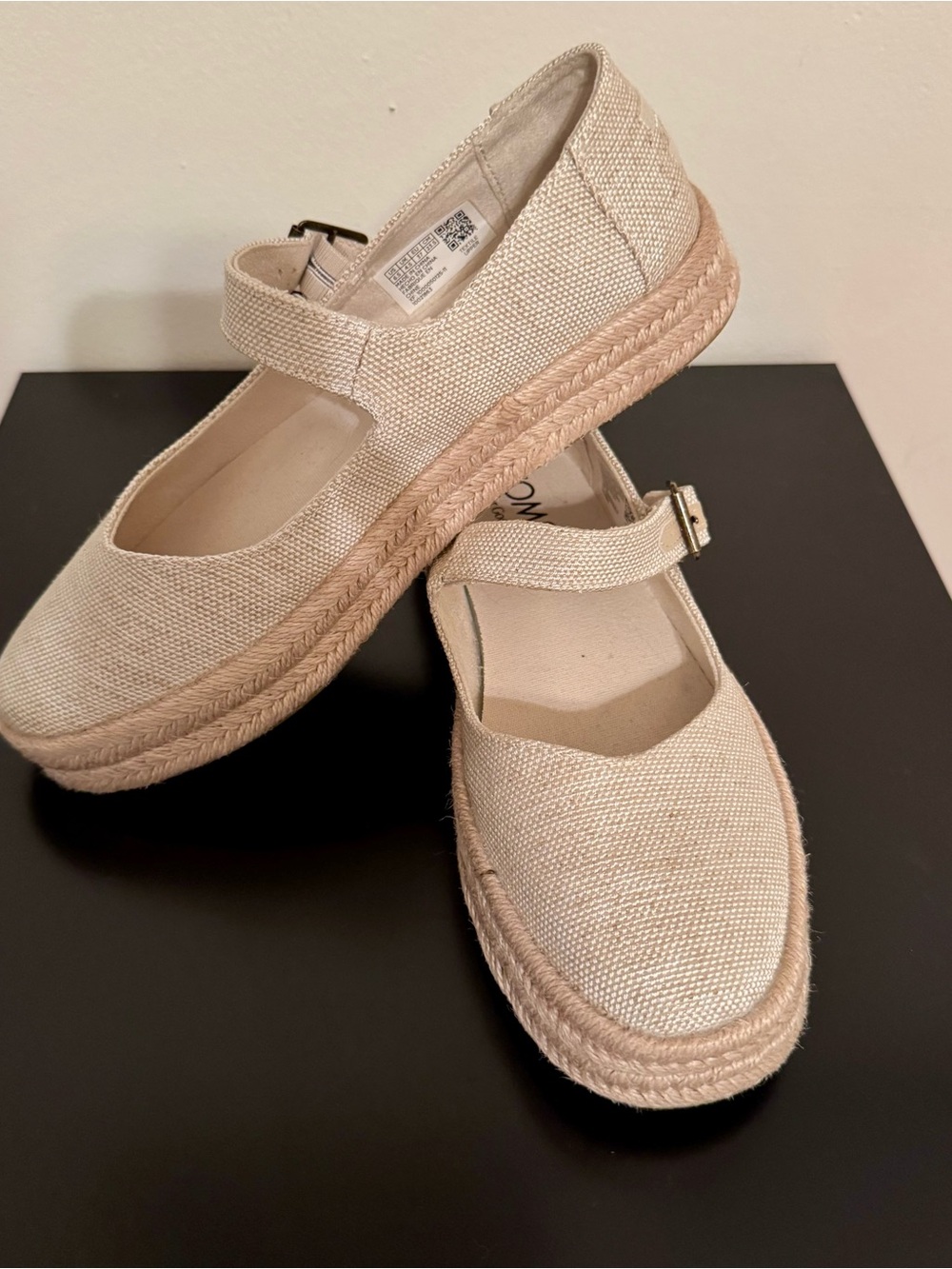 TOMS Natural Canvas Mary Jane Espadrilles with Buckle - Picture 2 of 11